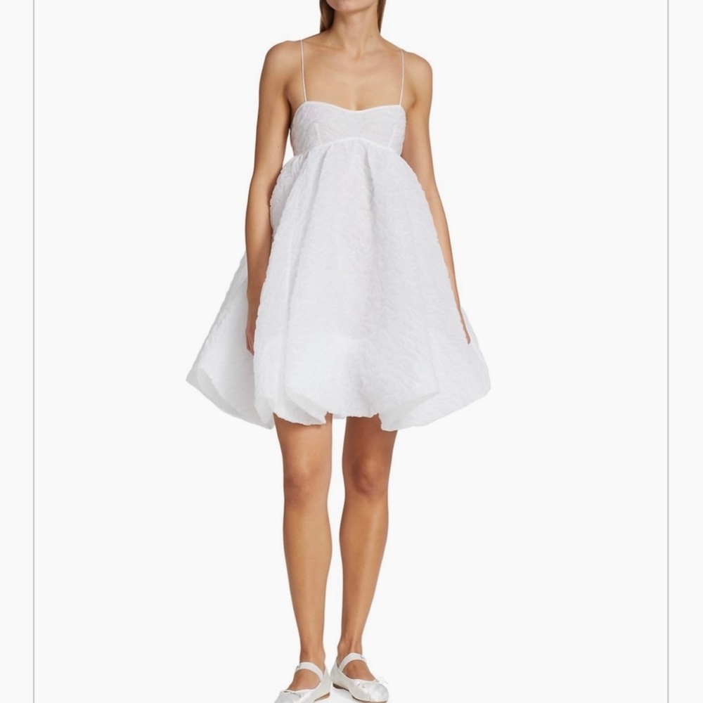 🎉SOLD! NWT CECILE BAHNSEN IMPOSSIBLE TO FIND WHITE POOF HEM SUNNI MINI DRESS